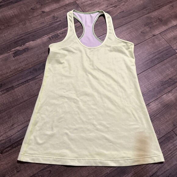 Lululemon Razorback Tank Top Sz 8 Neon Green With Polkadots ￼ - Picture 1 of 6